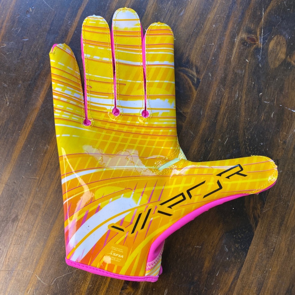 Nike Vapor Jet 8.0 Football Gloves Yellow Pink Mens Large N1011364815 NEW - Picture 8 of 15